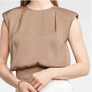 Express satin padded shoulder banded bottom top